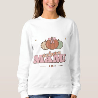 Camiseta Camisola de Outono Mãe Confortável Retro Abóbora