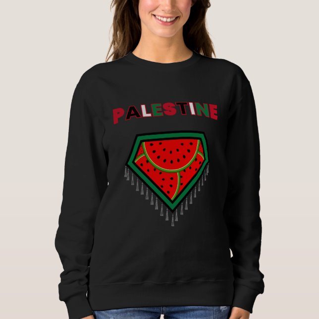 Camiseta Camisola de Portão Livre da Palestina - Melancia (Frente)