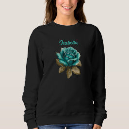 Camiseta Camisola de Rosa Verde-Água Vintage