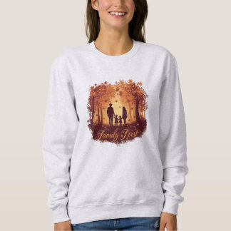 Camiseta Camisola de Silhueta de Ação de Graças - Família e