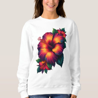Camiseta Camisola de Suor de Arte Floral para Mulheres