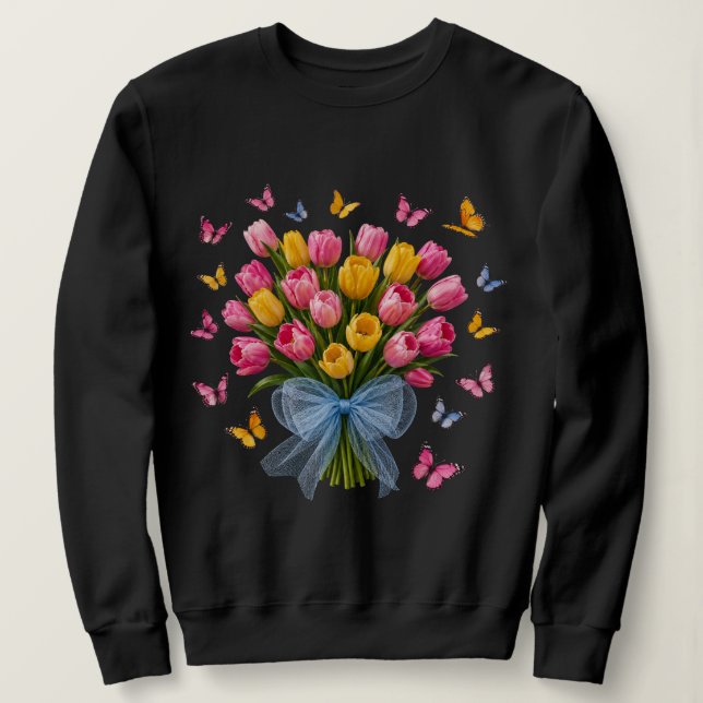 Camiseta Camisola de Tulipa & Borboletas  (Frente do Design)