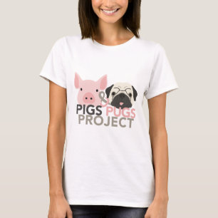 Camiseta Camisola do projeto dos porcos & dos Pugs das