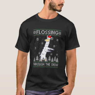 Camiseta Camisola Feia de Natal de Llama Passando Fio Denta