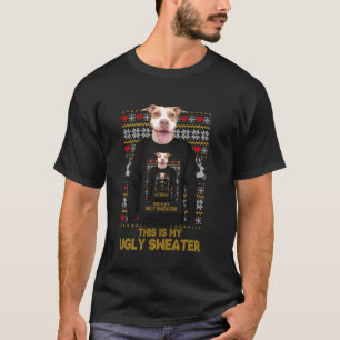 Camiseta Camisola Feia de Natal Mãe Pai Cachorro Pitbull