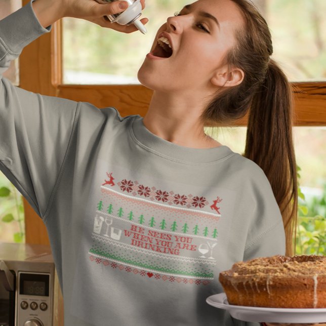 Camiseta Camisola Feia de Natal para Beber Cocktail (Criador carregado)