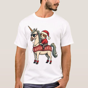 Camiseta Camisola Feia de Unicórnio e Cachorro de Natal Vin