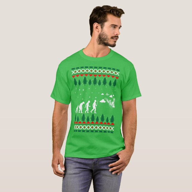 Camiseta Camisola feia do Natal da evolução humana do (Frente Completa)