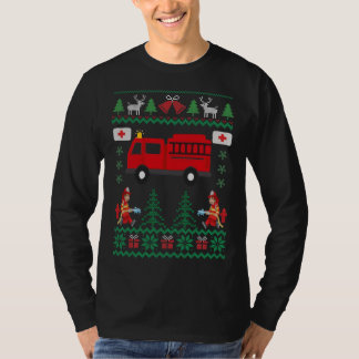 Camiseta Camisola feia do Natal do sapador-bombeiro