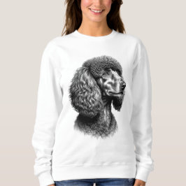 Camiseta Camisola Feminina de Arte de Cachorro Poodle Preto