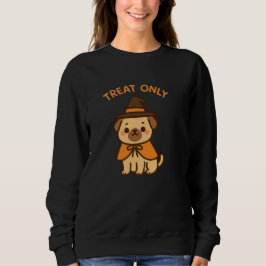 Camiseta Camisola Feminina de Halloween Engraçada Pug Bruxa