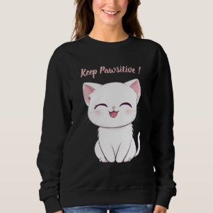Camiseta Camisola Kawaii de Gato Fofa – “Mantenha-se Pawsit