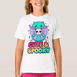 Camiseta Camisola Monstro Fofa e Assustadora com Caveiras e