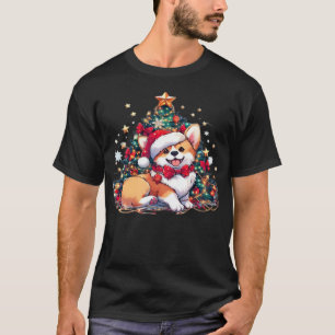 Camiseta Camisola Oversized Árvore de Natal Corgi
