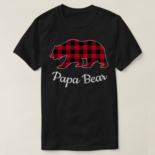 Camiseta Camisola Papa Bear Pajama Vermelho Buffalo Xadrez (Frente do Design)