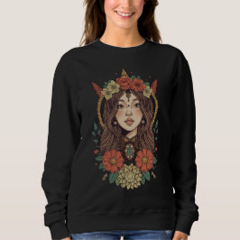 Camiseta Camisola Preta Boho Floral Girl
