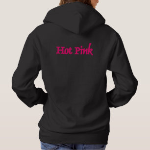 Camiseta Camisola preta com capuz de mulheres Rosa Quente c