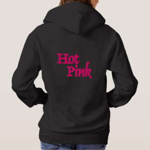 Camiseta Camisola preta com capuz feminina rosa quente nas