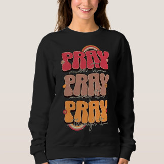 Camiseta Camisola preta de manga longa para mulheres orar