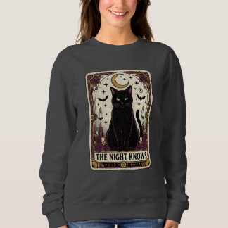 Camiseta Camisola The Night Knows Gato Preto Místico