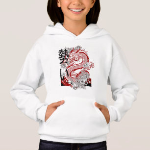 Camiseta Camisola Vermelha de Dragão Arte Japonesa para Men