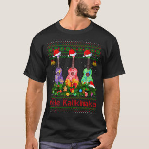 Camiseta Camisolas de Natal Feias Ukulele Guitar Mele Kalik