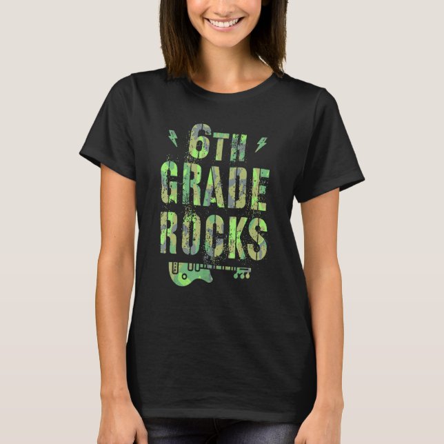 Camiseta Camo 6th Grade Rocks Camp Teacher Squad Sixth Grad (Frente)