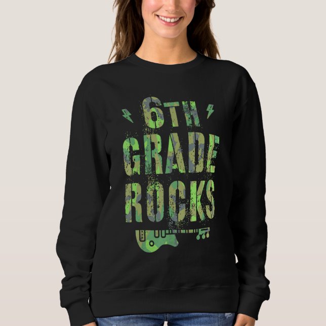 Camiseta Camo 6th Grade Rocks Camp Teacher Squad Sixth Grad (Frente)