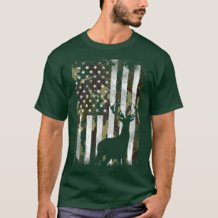 Camiseta Camo American Flag Deer Elk Buck Hunting USA Hunte