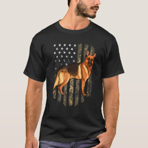 Camiseta Camo American Flag German shepherd 4 De Julho Dos 