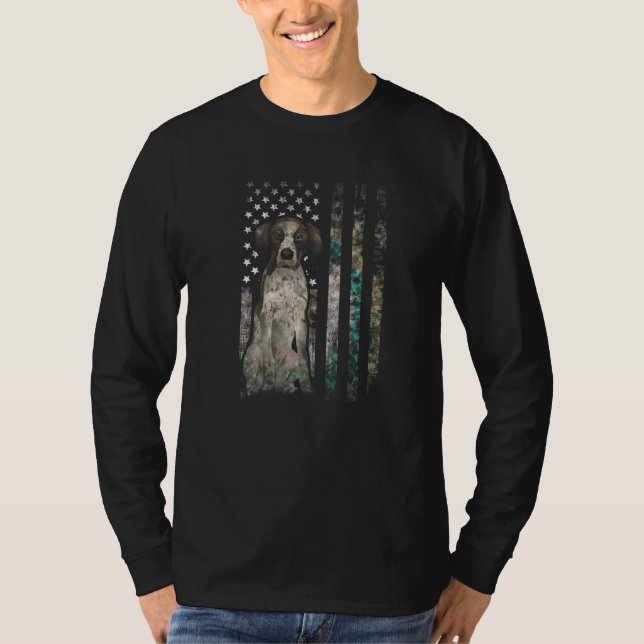 Camiseta Camo American Flag German Shorthired Pointer 4th (Frente)