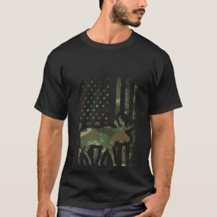 Camiseta Camo American Flag Moose Hunting Gift for Hunter M