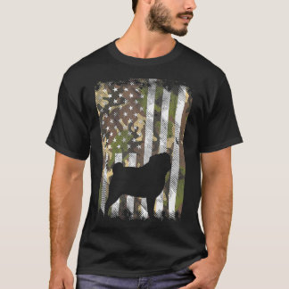 Camiseta Camo American Flag Pug Vintage Animal Pet Dog Patr