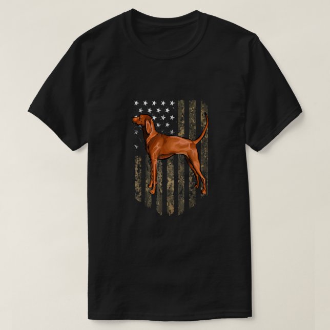 Camiseta Camo American Flag Redbone Coonhound 4 De Julho U (Frente do Design)