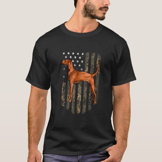 Camiseta camo americano flag redbone coonhound (Frente)