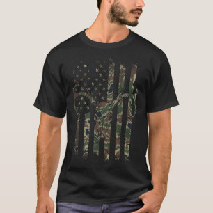 Camiseta Camo Bandeira Americana Crânio de Veado Caça de Al
