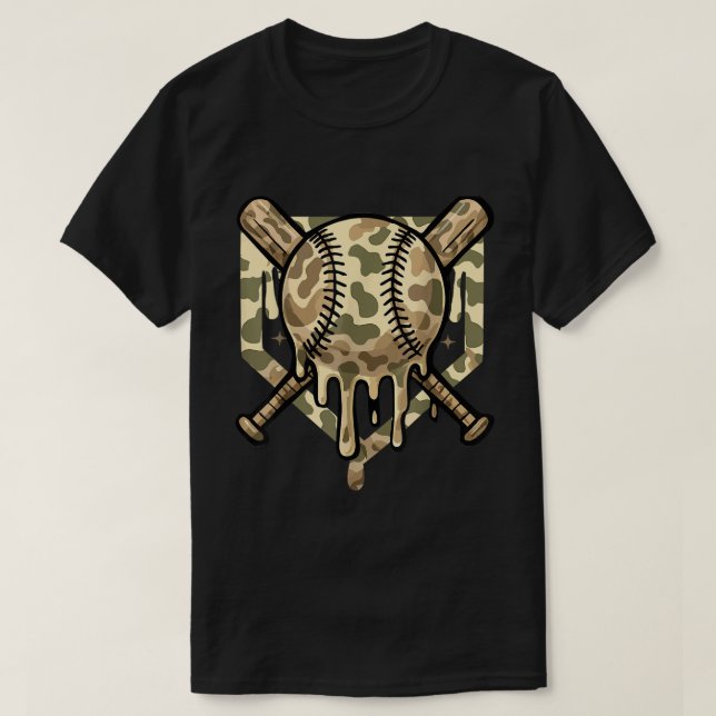 Camiseta Camo Baseball Dribla Shirt para Meninos e Jogadore (Frente do Design)