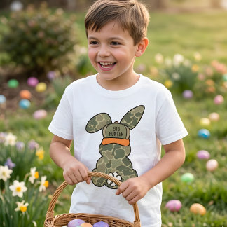 Camiseta Camo Bunny Egg Hunter Funny Easter Boys Gift Idea