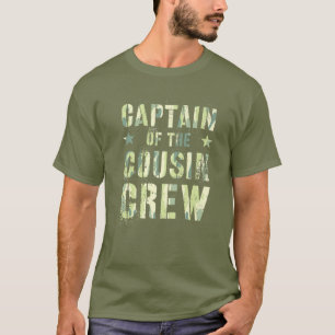 Camiseta Camo CAPITÃO DA TRIPULAÇÃO COUSINA Funny Vovó Gran