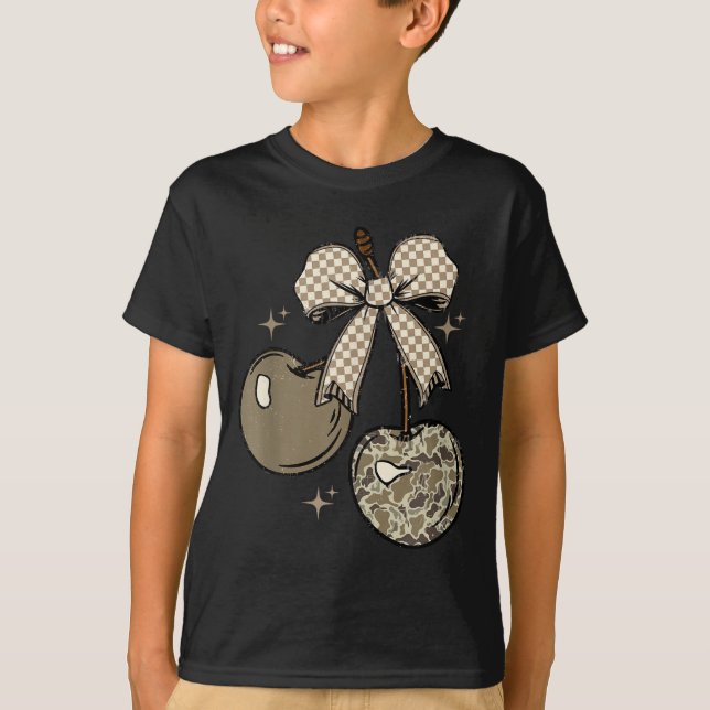 Camiseta Camo Checkered Cherry Bow, Hunting,checkered Patte (Frente)