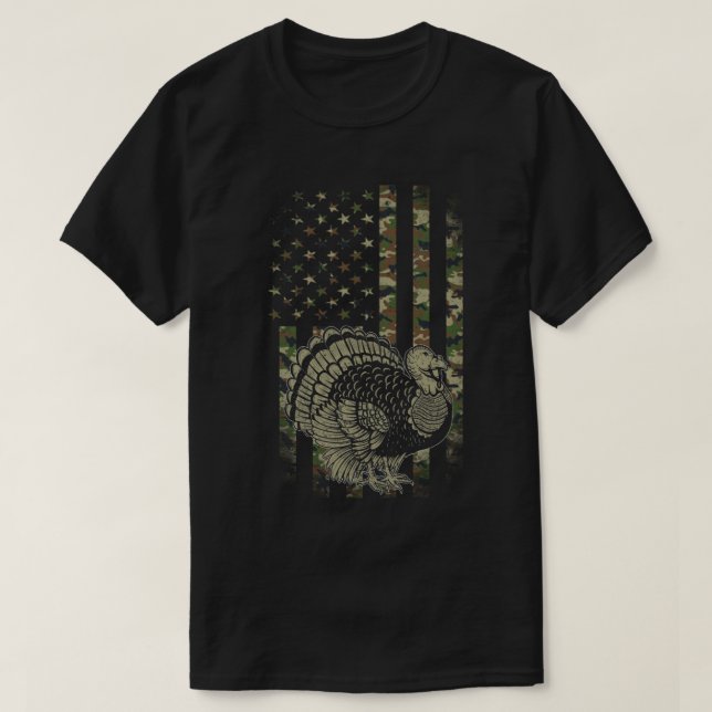 Camiseta Camo EUA Bandeira Dia da Turquia Caça à Turquia (Frente do Design)