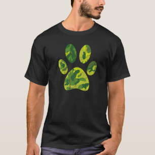 Camiseta Camo Impressão de Pata de Cachorro ou Gato  Pegada
