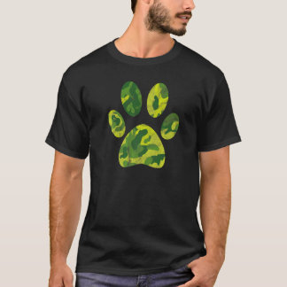 Camiseta Camo Impressão de Pata de Cachorro ou Gato Pegada
