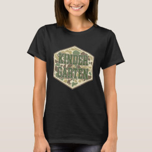 Camiseta Camo Jardim de Infância Olá Menino Kinder Alunos d
