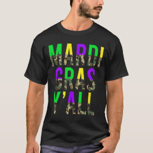 Camiseta Camo Mardi Gras Y Camouflage Partido Mardi Gras