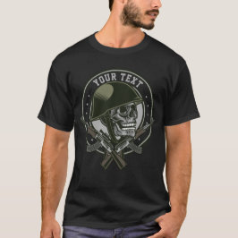 Camiseta Camo Militar Personalizado Crânio de Soldado e Arm