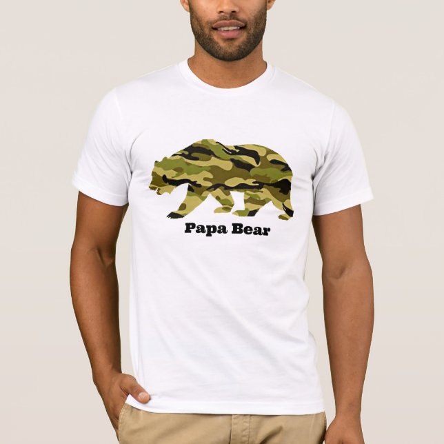 Camiseta Camo Papa Bear Shirt - Pai militar para o Pai (Frente)