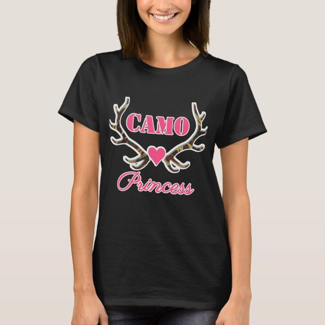 Camiseta Camo Princess Antlers Camouflage Pink (Frente)