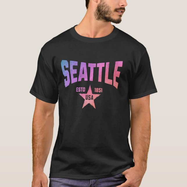 Camiseta Camo Souvenir EUA Star Seattle Washington (Frente)