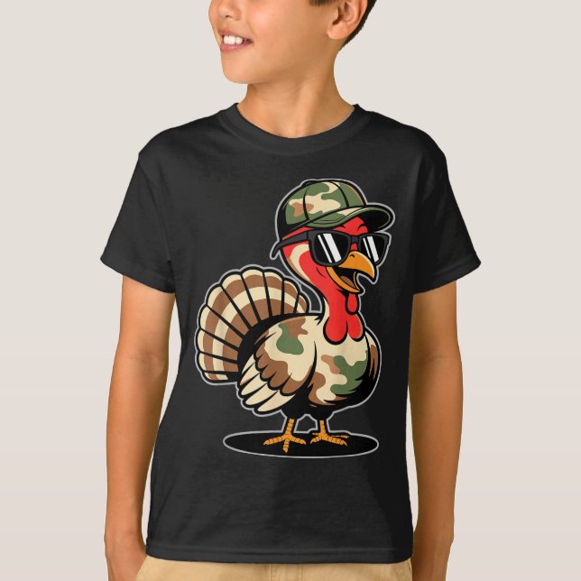 Camiseta Camo Turkey Day Hunting Fall Thanksgiving  (Frente)